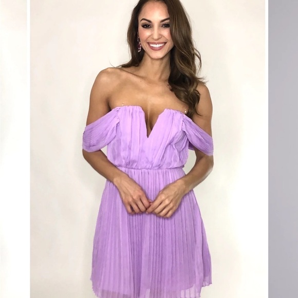 DO+BE Lavender Purple Pleated Strapless Dress - Picture 1 of 16